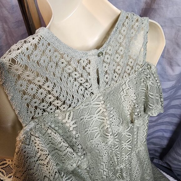 Knitworks Girls Size 12 Sage Green Dress Boho - Picture 3 of 5